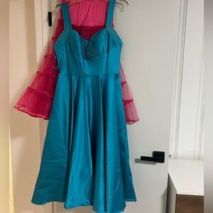 Unique Vintage Happily Ever After Turquoise Dress - PETTICOAT INCLUDED